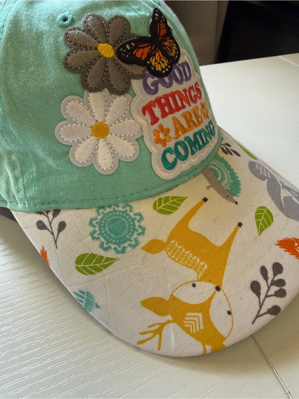 Good Things Are Coming Baseball Patch Hat Mint Green OS - Picture 2 of 10